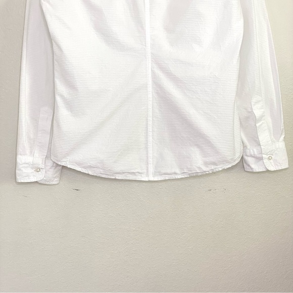 Frank & Eileen Barry Tailored Button Up Shirt Textured Tonal Stripe White Medium - Picture 10 of 16